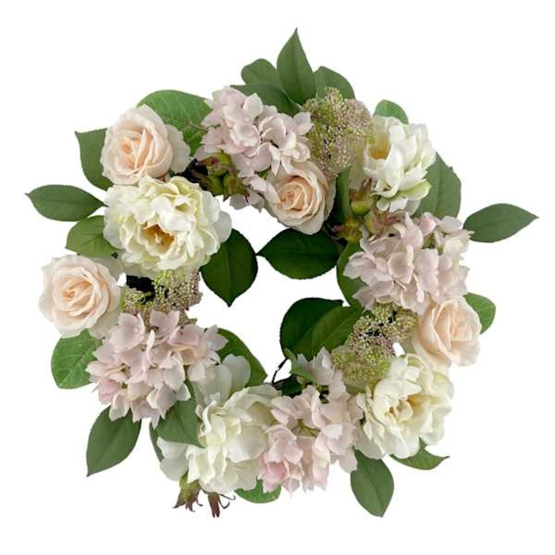 Pink Hydrangea & Peony Wreath, 22″