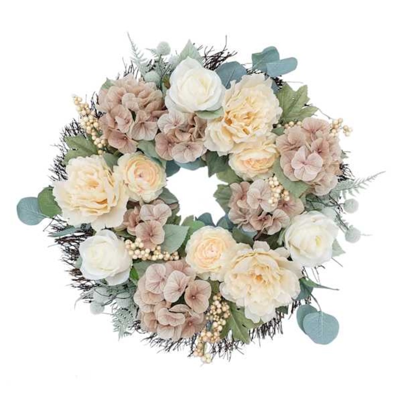 Pink Mixed Blooms Floral Wreath, 22″