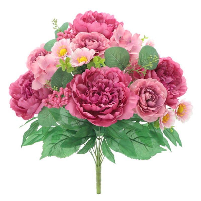 Pink Peony & Hydrangea Mixed Bush, 21.5″