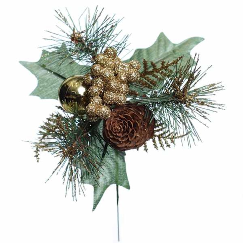 Ball, Berry, Cone & Pine Pick, 8″