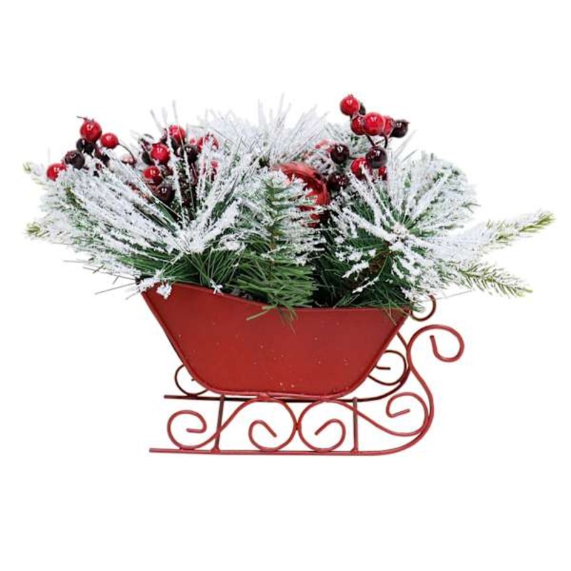 Christmas Red Ball in Sled, 9.5″