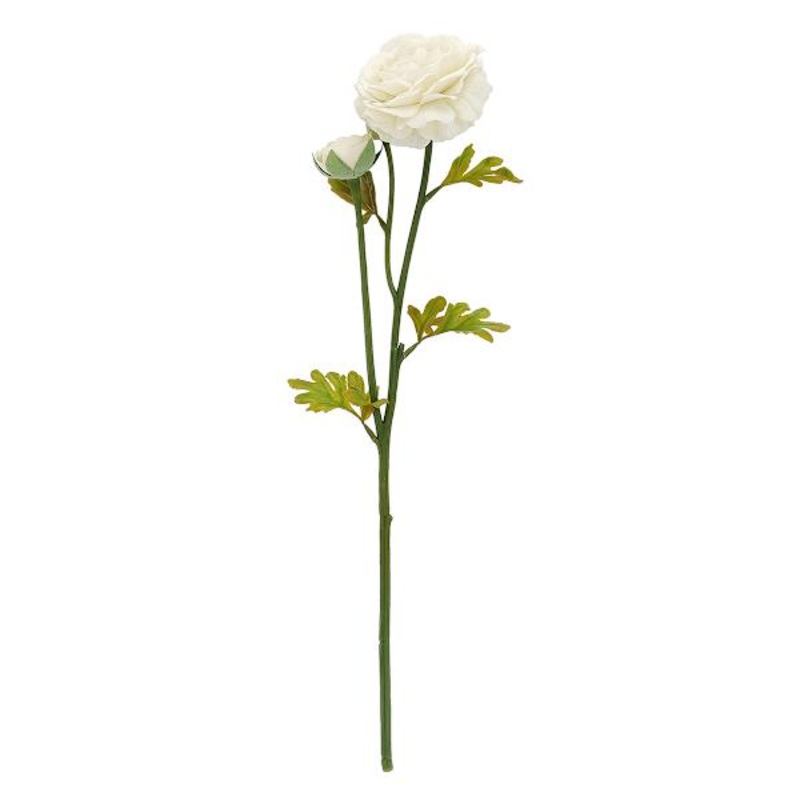 Cream Real Feel Fabric Ranunculus Floral Stem, 22″