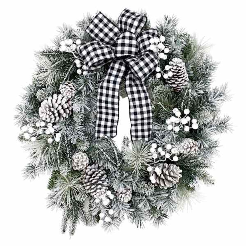 Flocked Berry & Pinecone Wreath, 30″