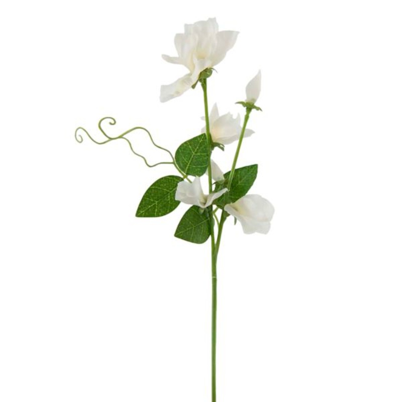 White Sweet Pea Floral Pick, 12″