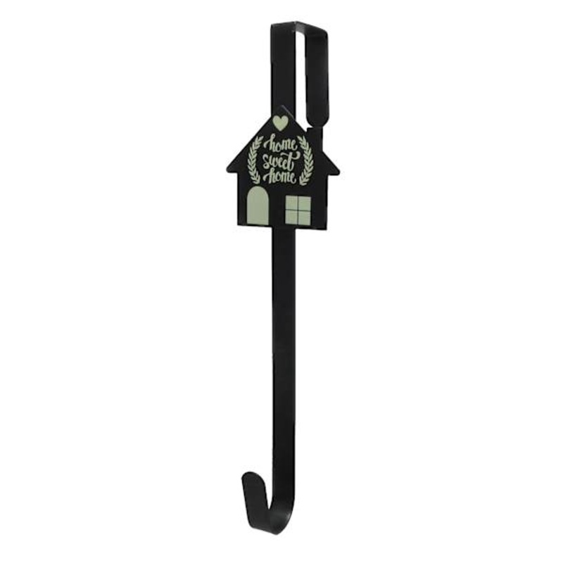 Matte Black Home Sweet Home Over the Door Wreath Hanger, 15″
