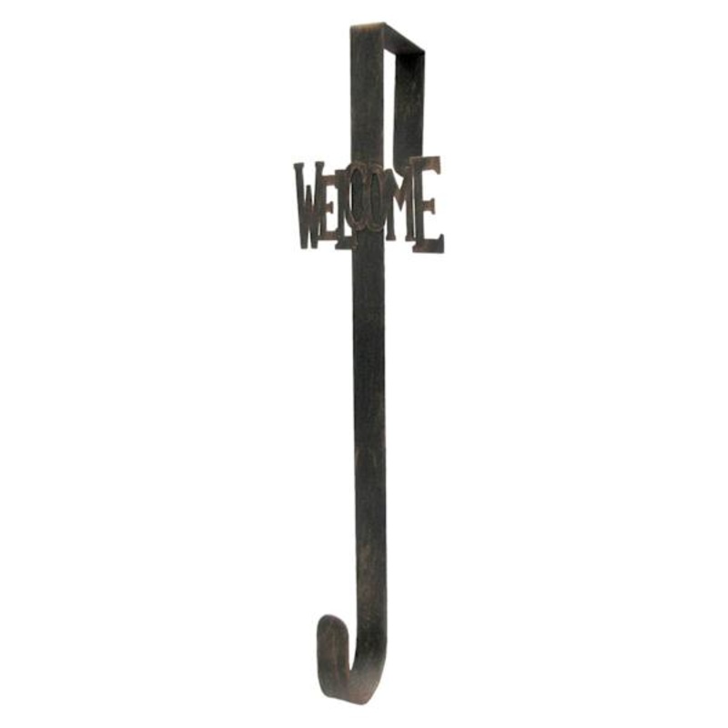 Metal Welcome Over the Door Wreath Hanger, 15″