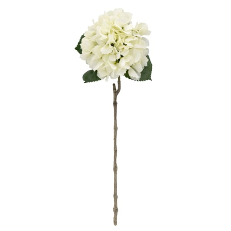 White Real-Feel Hydrangea Stem, 25″