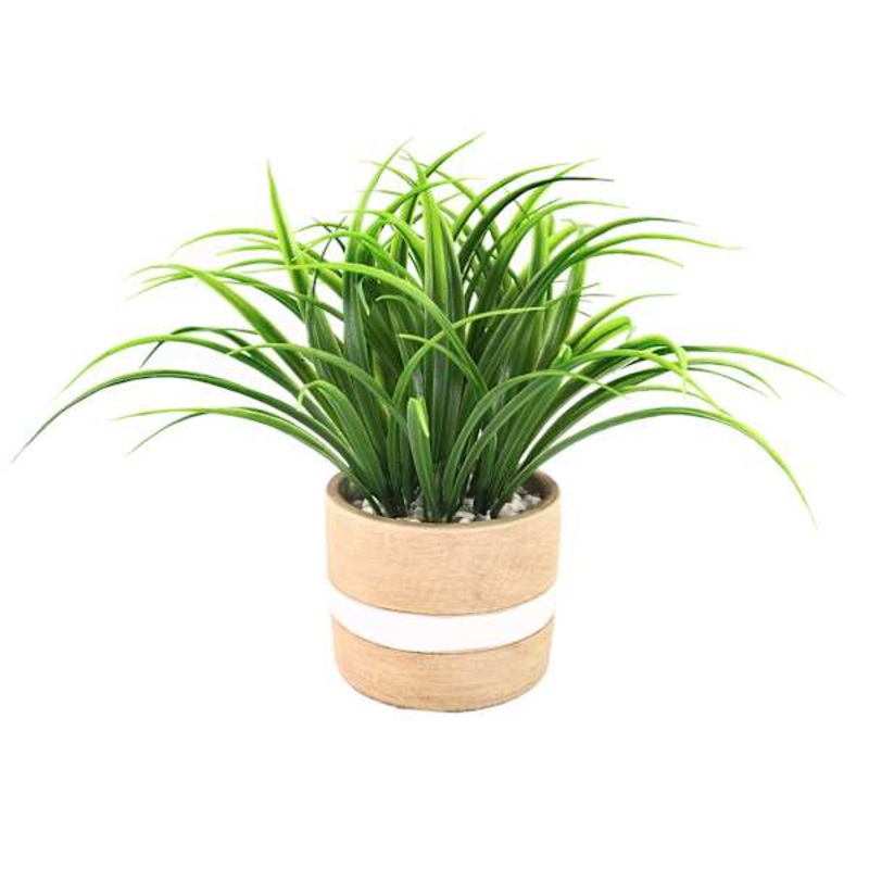 Green Grass Plant with Cement Planter, 9.5″