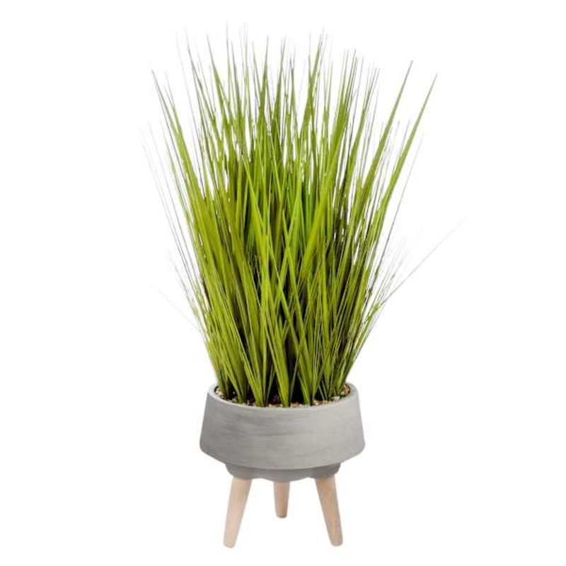 Green Grass Bundle with Cement Pot, 34″