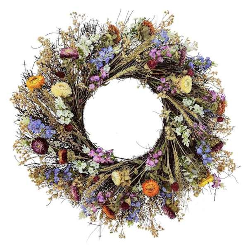 Mixed Dried Floral Wreath, 22″